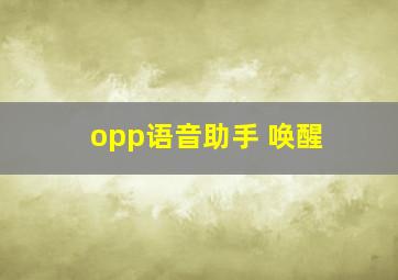 opp语音助手 唤醒